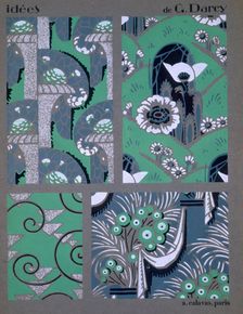 Wallpaper design, from Idees c1925. Creator: Georges Darcy (fl.c. 1925)