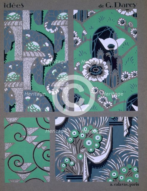 Wallpaper design, from 'Idees', c1925. Creator: Georges Darcy (fl.c. 1925).