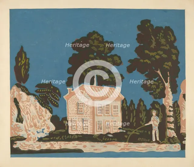 Wallpaper for Bandbox Covering, c. 1937. Creator: Albert J. Levone.