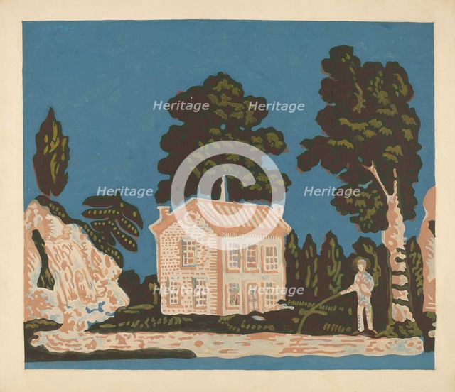 Wallpaper for Bandbox Covering, c. 1937. Creator: Albert J. Levone.