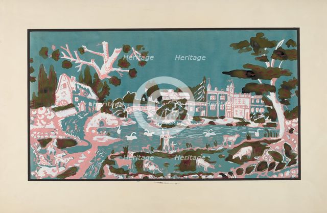 Wallpaper from Bandbox Covering, 1936. Creator: Harold Merriam.