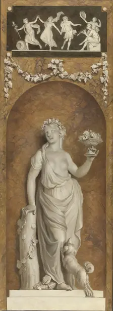 Wallpaper painting with bacchante, 1786. Creator: Juriaan Andriessen