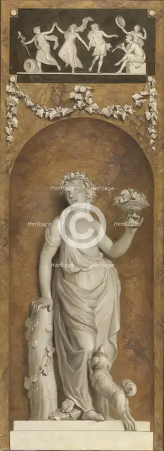 Wallpaper painting with bacchante, 1786.  Creator: Juriaan Andriessen.