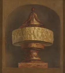 Wallpaper painting with decorative vase, c.1776. Creator: Juriaan Andriessen