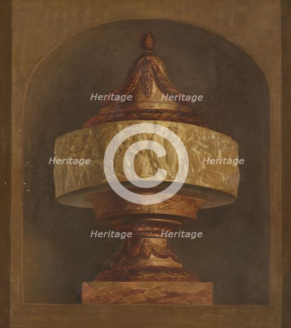 Wallpaper painting with decorative vase, c.1776. Creator: Juriaan Andriessen.