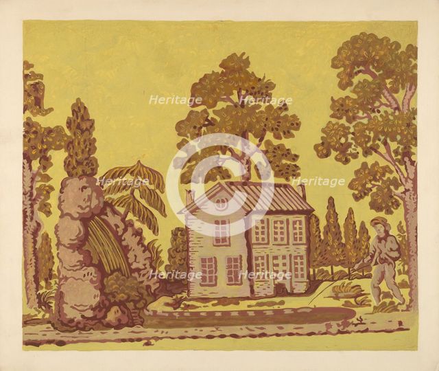 Wallpaper Used as Bandbox Covering, c. 1937. Creator: Albert J. Levone.