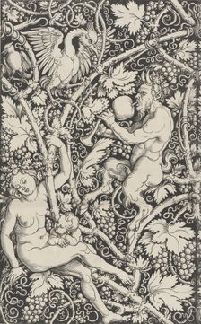 Wallpaper with Satyr Family, 1515. Creator: Sebald Beham