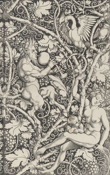 Wallpaper with Satyr Family, 1515. Creator: Sebald Beham