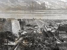 Walls and part of the city of Beijing, engraving, 1884