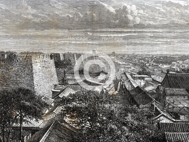 Walls and part of the city of Beijing, engraving, 1884.
