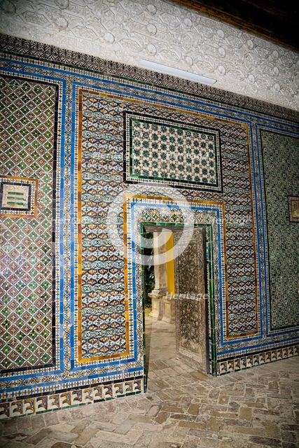 Walls decorated with colourful Azulejo tiles and stucco, House of Pilate, Seville, Spain, 2007. Artist: Samuel Magal