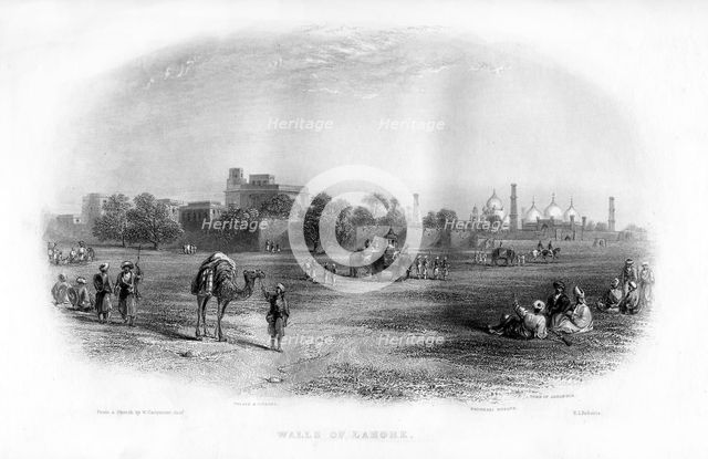 'Walls of Lahore', 19th century.Artist: EL Roberts