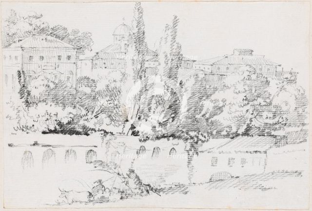Walls of Rome with Santa Maria del Popolo in the Distance, 1744/1750. Creator: Joseph-Marie Vien the Elder.