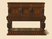 Walnut and oak standing buffet, 1904. Artist: Shirley Slocombe