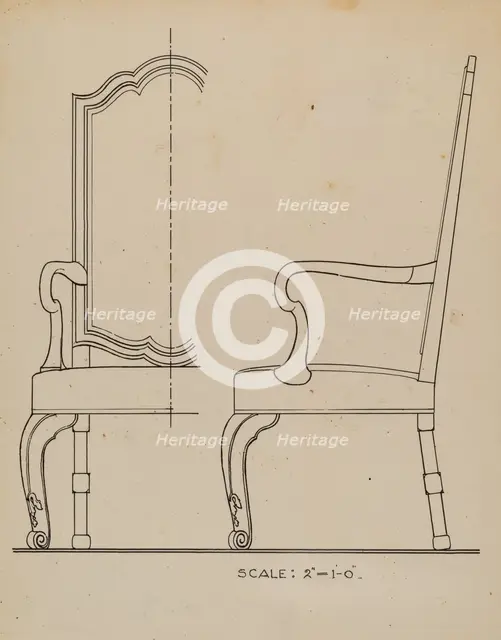 Walnut Armchair, c. 1936. Creator: Simon Weiss.