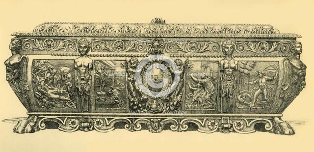 Walnut cassone, 1570, (1881). Creator: Frederick Marriott.