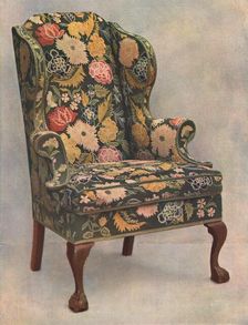 Walnut chair covered with needlework, 1905. Artist: Shirley Slocombe