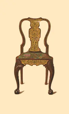 Walnut chair inlaid with marquetry, 1905. Artist: Shirley Slocombe