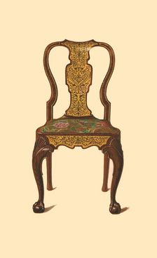 Walnut chair inlaid with marquetry, 1905. Artist: Shirley Slocombe
