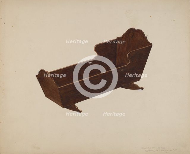 Walnut Crib, 1935/1942. Creator: Edward A Darby.