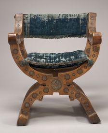 Walnut Dantesca Chair with Inlay Work, 15th century. Creator: Unknown
