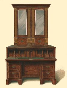 Walnut inlaid writing cabinet, 1905. Artist: Shirley Slocombe