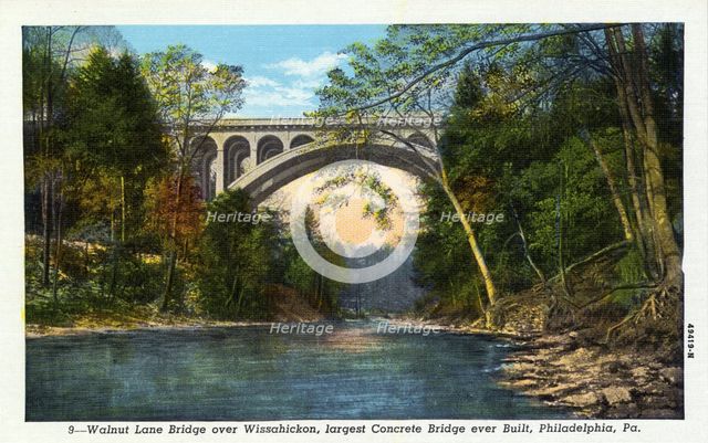Walnut Lane Bridge over Wissahickon Creek, Philadelphia, Pennsylvania, USA, 1914. Artist: Unknown