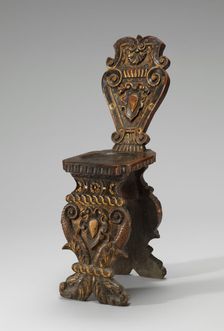Walnut Stool (Sgabello), Carved and Gilded, c. 1540/1560. Creator: Unknown