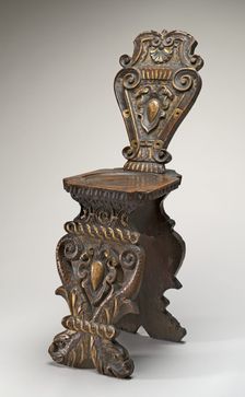 Walnut Stool (Sgabello), Carved and Gilded, c. 1540/1560. Creator: Unknown