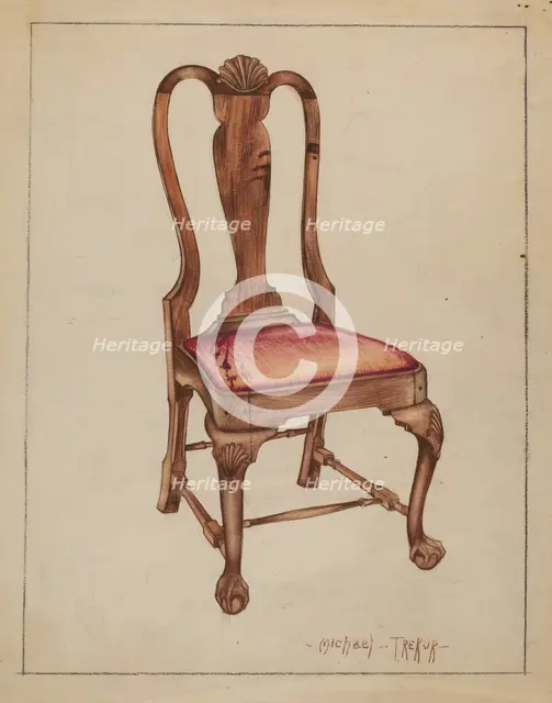 Walnut Side Chair, 1936. Creator: Michael Trekur.