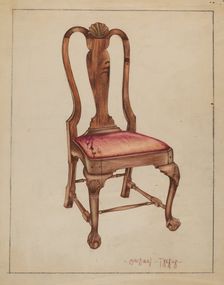 Walnut Side Chair, 1936. Creator: Michael Trekur