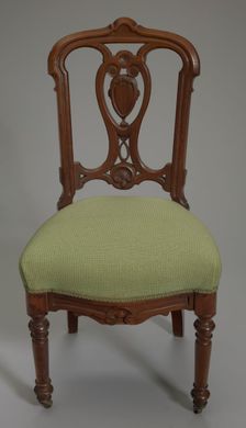 Walnut side chair from the home of Robert Smalls, 1875. Creator: Unknown