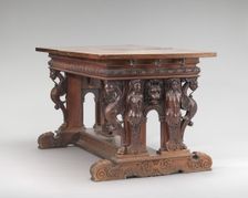 Walnut Table with Herms and Sphinxes at the Ends, second half 16th century. Creator: Unknown