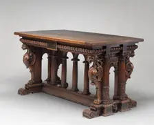 Walnut Table with Lion Sphinxes, second half 16th century. Creator: Unknown