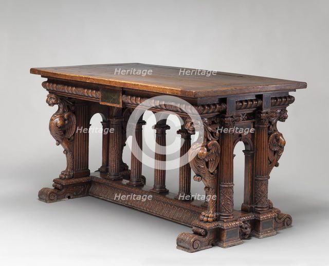 Walnut Table with Lion Sphinxes, second half 16th century. Creator: Unknown.