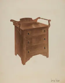 Walnut Wash Stand, c. 1941. Creator: Harry King