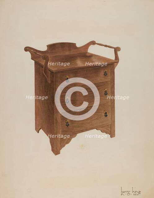 Walnut Wash Stand, c. 1941. Creator: Harry King.