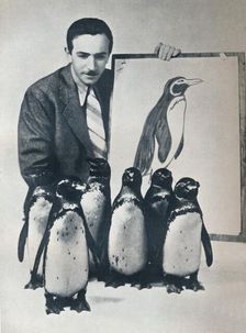 Walt Disney with penguins, 1934 (1935)