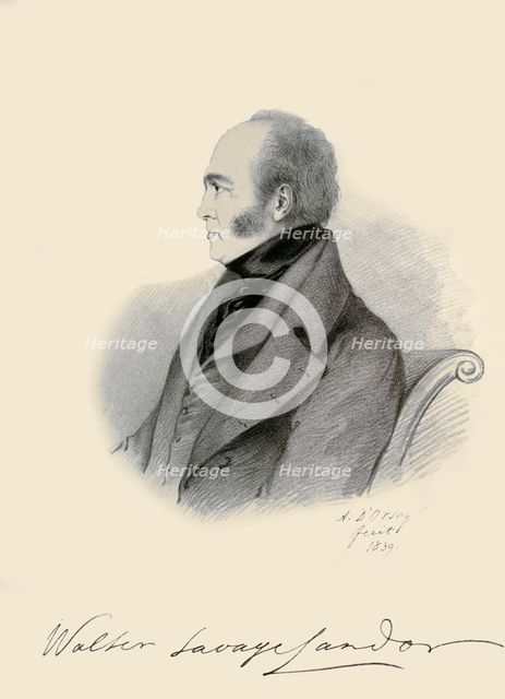 'Walter Savage Landor', 1839. Creators: Alfred d'Orsay, Richard James Lane.