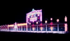 Walthamstow greyhound racing stadium illuminated to celebrate the Coronation of Elizabeth II, 1953. Creator: Arthur Charles Kirby Ware