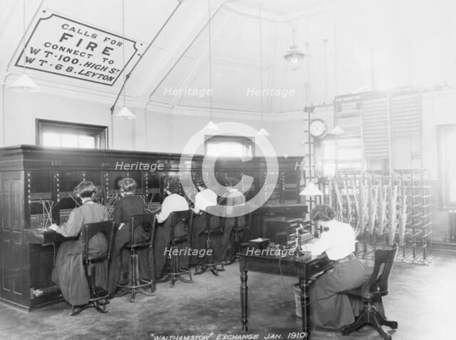 Walthamstow Telephone exchange, London, 1910. Artist: Unknown