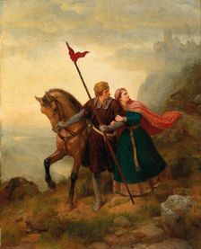 Walther and Hildegund Fleeing , 1841. Creator: Lessing, Carl Friedrich (1808-1880)