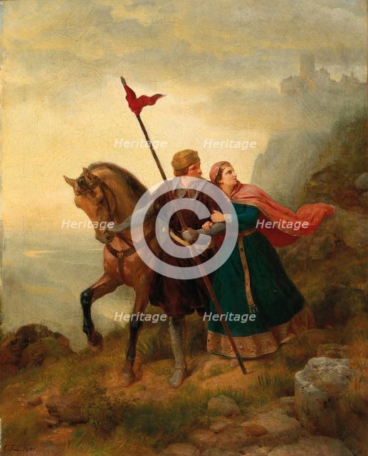 Walther and Hildegund Fleeing , 1841. Creator: Lessing, Carl Friedrich (1808-1880).