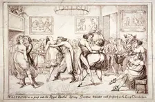 Waltzing! Or a peep into the Royal Brothel, Spring Gardens London, c1816. Artist: Isaac Robert Cruikshank