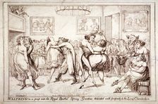 Waltzing! Or a peep into the Royal Brothel, Spring Gardens London, c1816. Artist: Isaac Robert Cruikshank