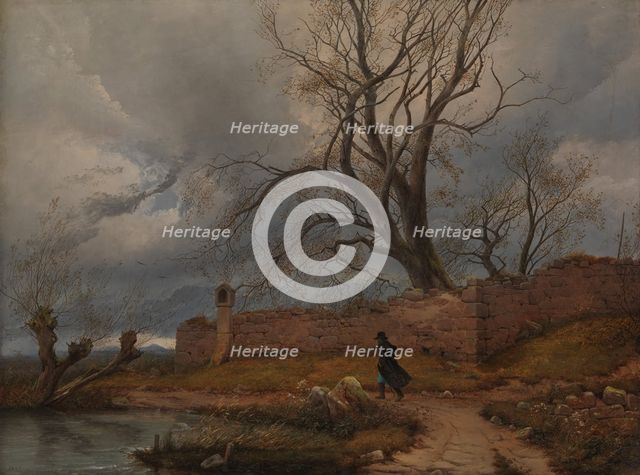 Wanderer in the Storm, 1835. Creator: Julius von Leypold.