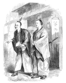 Wandering minstrels at Yokohama, 1864. Creator: Unknown