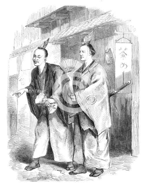 Wandering minstrels at Yokohama, 1864. Creator: Unknown.