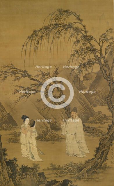 Wang Xianzhi [Wang Hsien-Chih] and Two Wives Among Willows and Rocks, 1500-1525. Creator: Du Jin.
