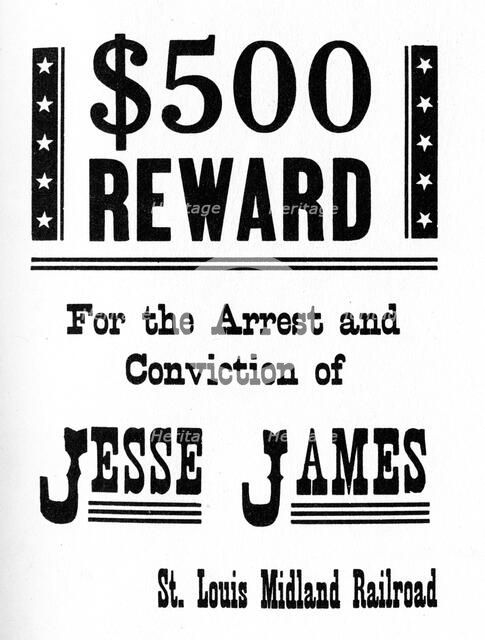 Wanted poster, c1868-1882 (1954). Artist: Unknown